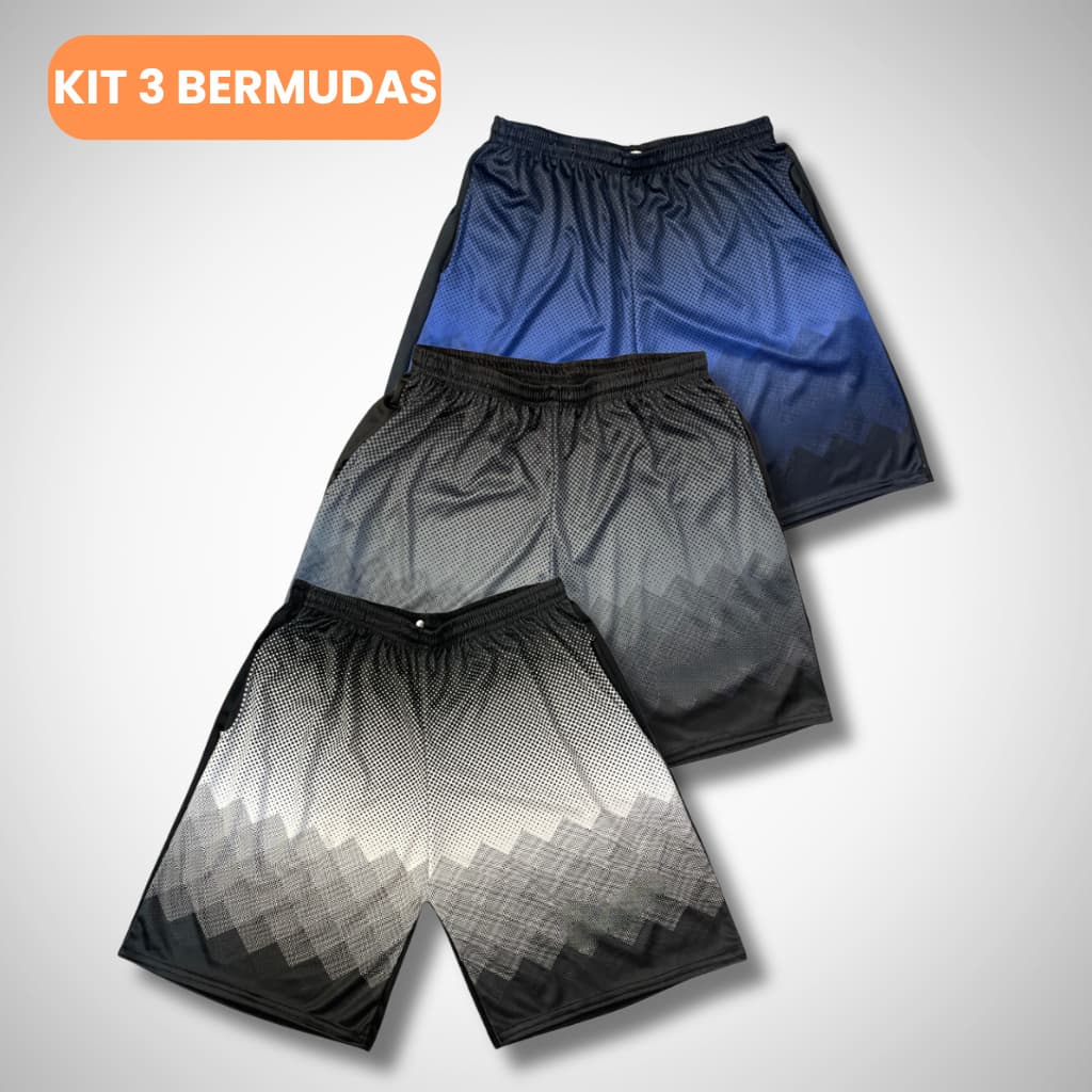 Kit 3 bermudas academia shorts para treinar esporte fitnes sport fitnes