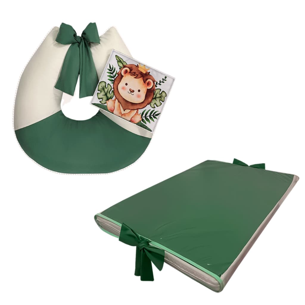 Kit Bebê - Almofada de Amamentação com Tema, Apoio e Trocador com Capa Plástica Impermeável