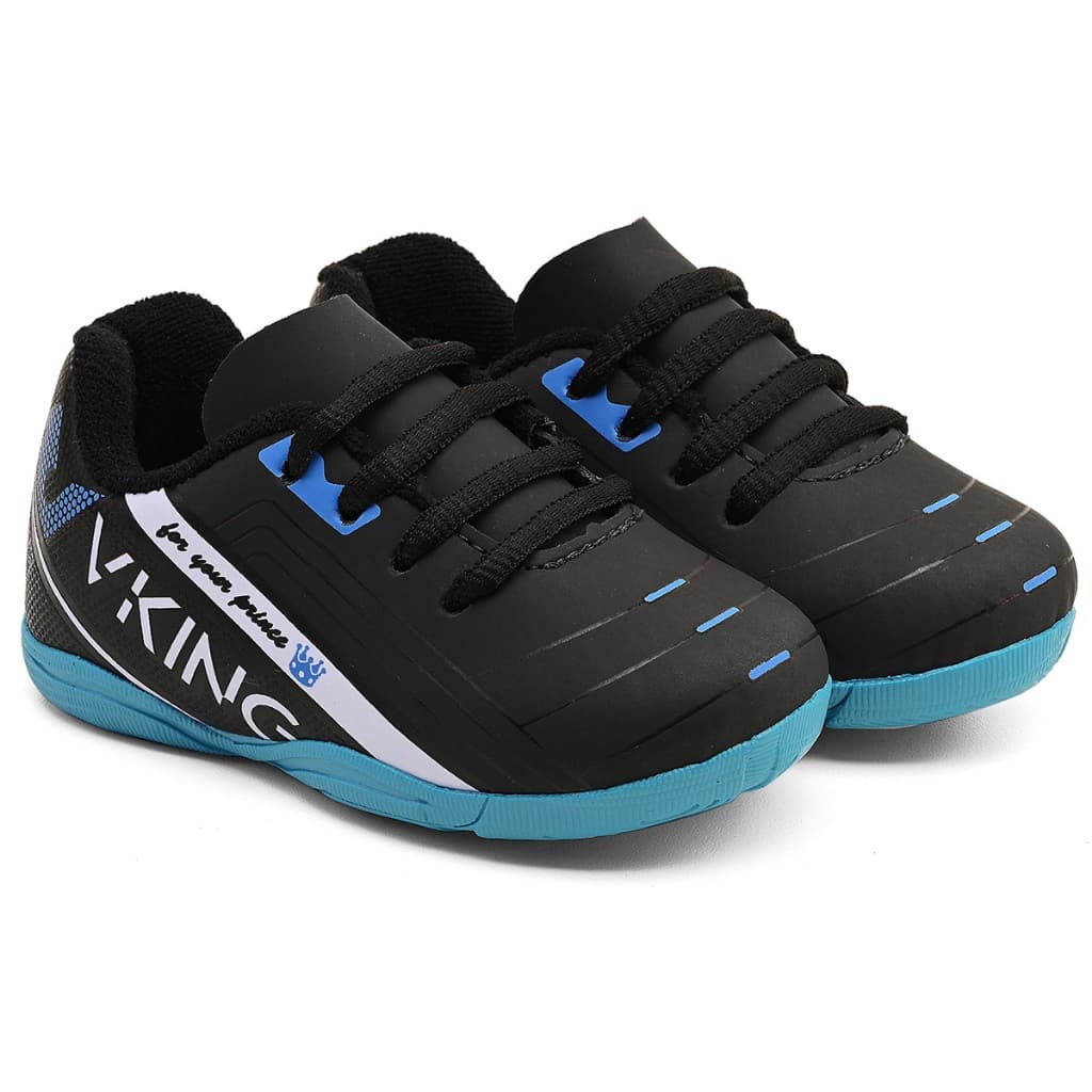Chuteira Infantil Futsal Menino Bebê Vking  Preto Azul do 18 ao 25