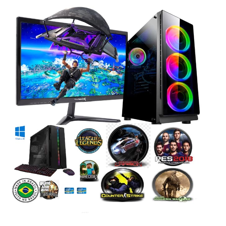 computador i5 16g gamer completo barato wifi ssd128+hd500 monitor 19' autocad et2 mine lol cs Roblox