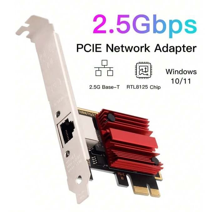 Placa De Rede 2.5gbps Realtek Lan Rj45 Pcie X1 Fenvi