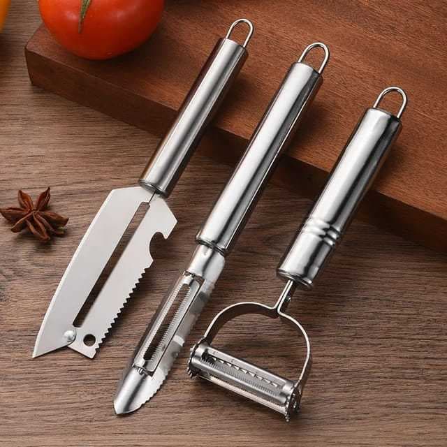 kit c/ 3 descascadores de legumes, verduras, frutas e etc