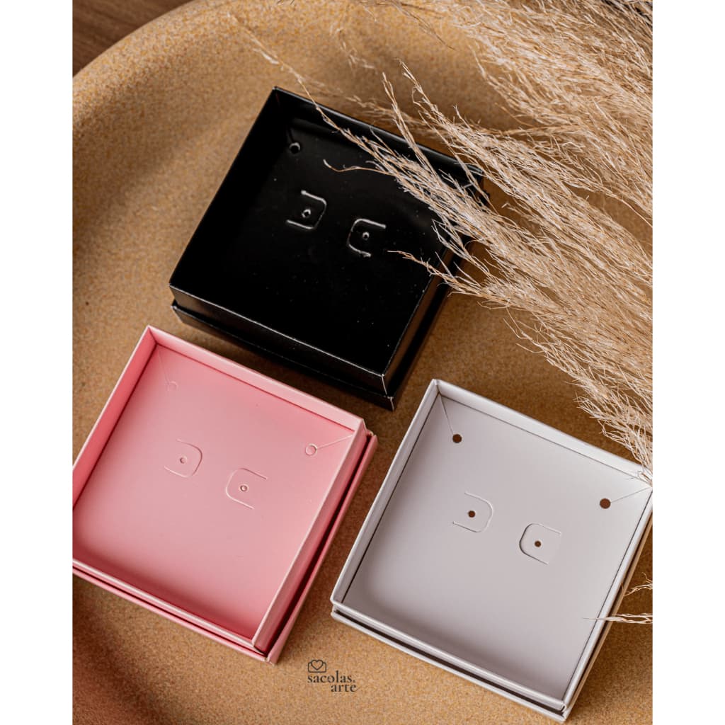 50 Caixa de Joias de Papel com Berço - 7,5cm x 7,5cm x 3,5cm