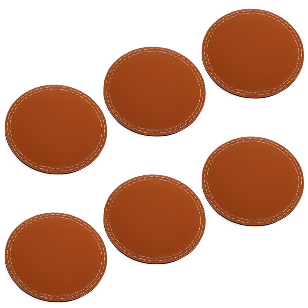 Kit 6 Porta Copo Bolacha Em Couro Ecológico Descanso De Copo