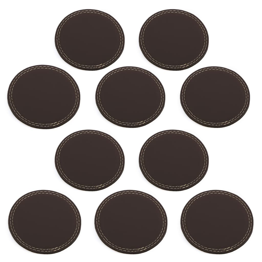 Kit 10 Porta Copo Bolacha Em Couro Ecológico Descanso De Copo