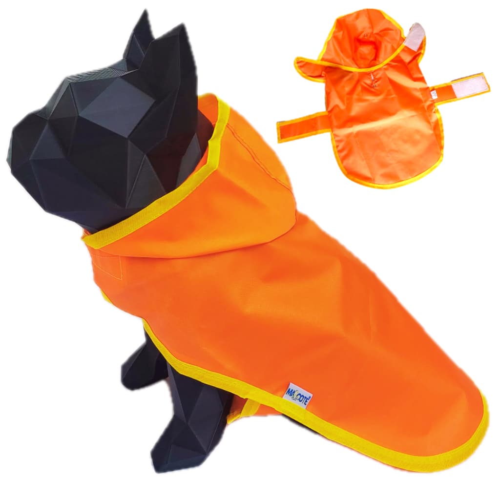 Capa De Chuva Roupa Pet Cachorro Laranja Com Velcro