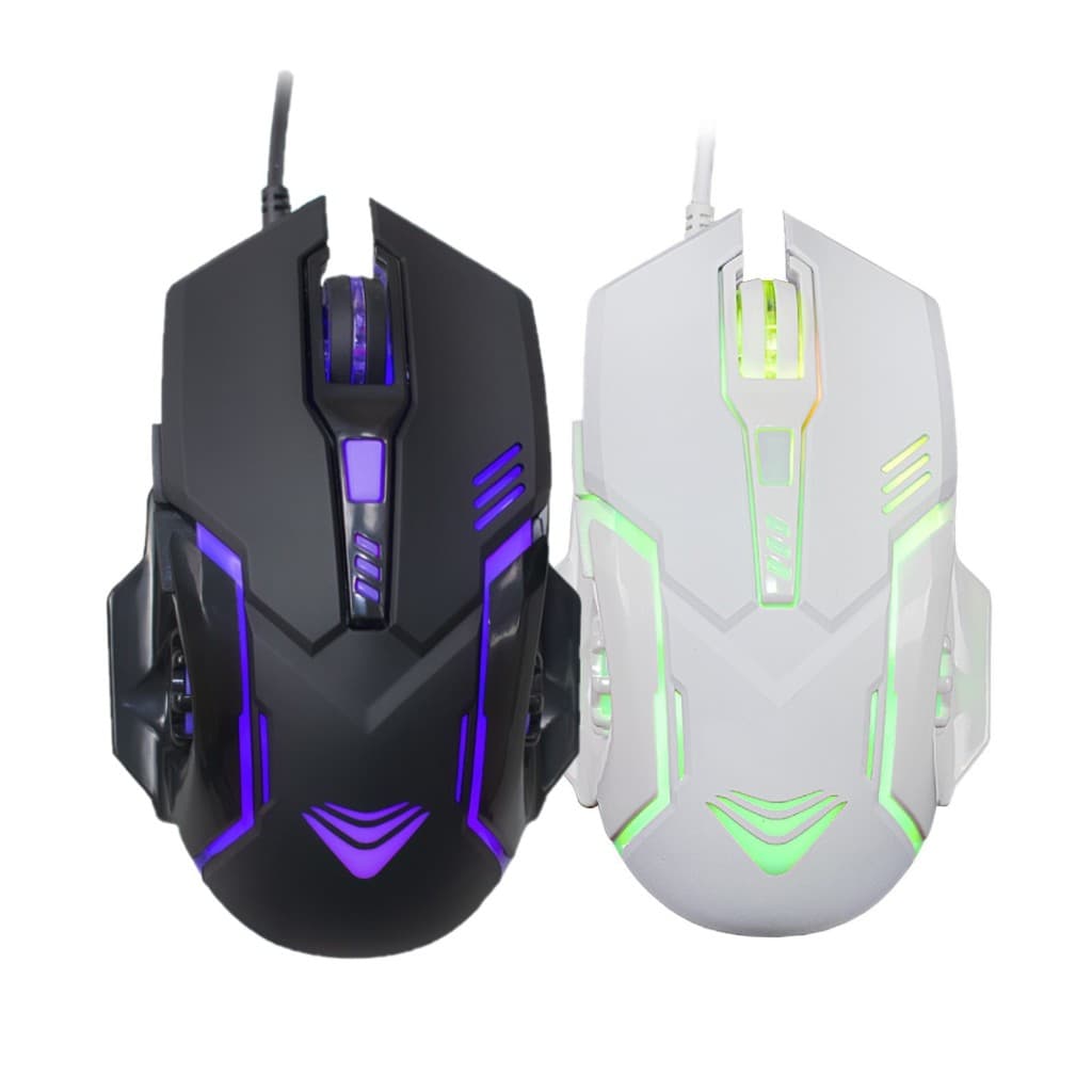 Mouse Gamer Branco Com LED 6 Botoes Botão Lateral 2400DPI Pegada Ambidestro Evus MO-09 ThunderMaster
