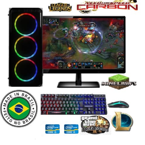 computador i3 16gb gamer completo ssd128g+hd500g + monitor 20'' autocad cs et2 lol gta5 mine Roblox
