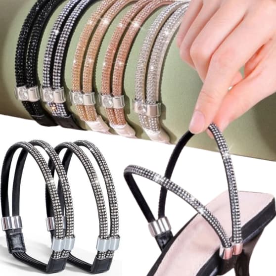 renda de sapatos salto alto sandalia brilho strass cinto feminino alças elástico segura tornozelo