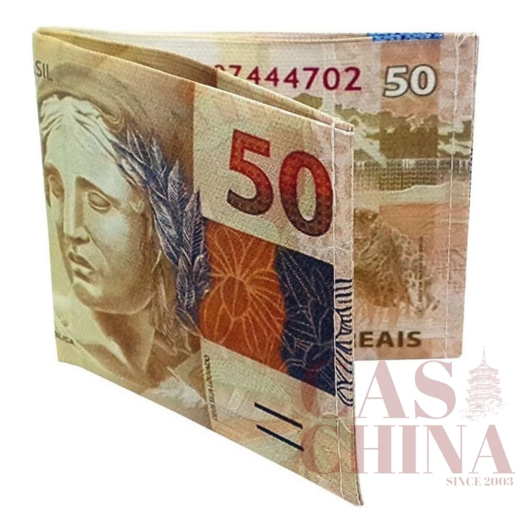 Carteira Slim Dinheiro Nota De 100/50 Reais 100 dólar Unissex