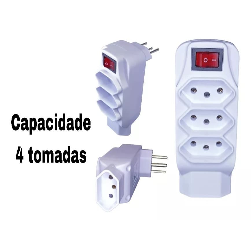 Mini Filtro De Linha Tomada 10a Benjamin 3 Pinos 4 Entrada