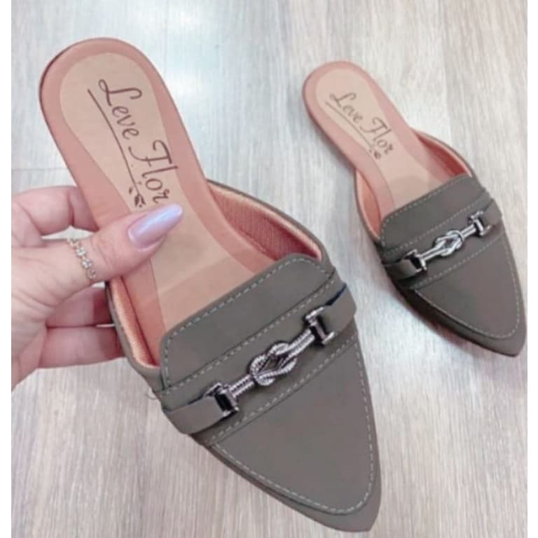 Sapatilha Mule Sapato Peça Delicada Muller Rasteira Casual Bico Fino Feminino
