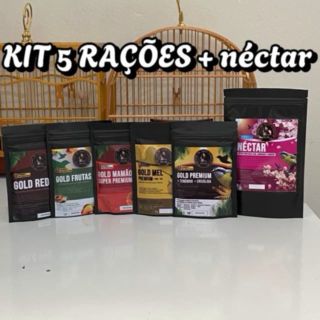 KIT PREMIUM 5 Ração Para Sibite 60G + Néctar 100G