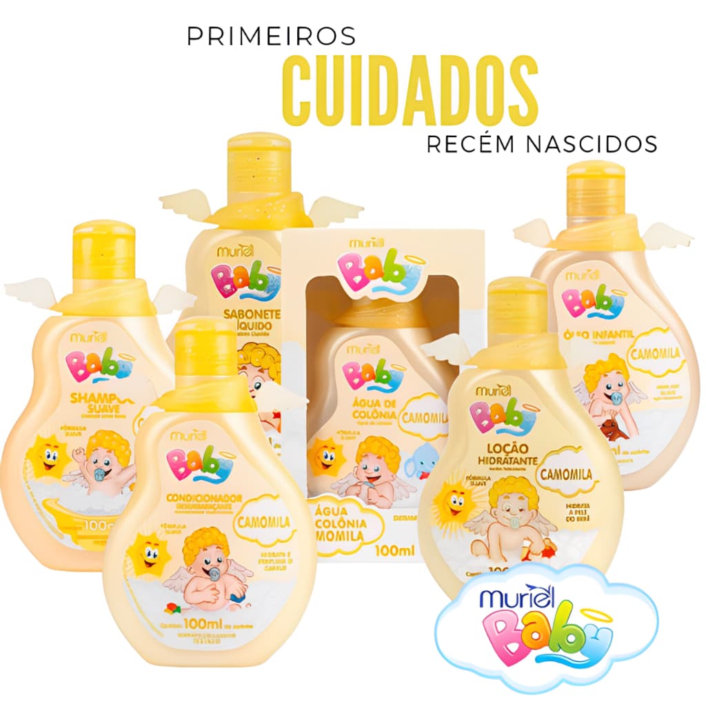 kit Shampoo + Cond + sab Líquido + colônia + Hidratante + Óleo Infantil - Muriel Baby CAMOMILA 100ml