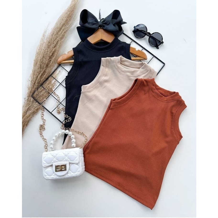 Blusa Regata Canelada Ribana Infantil e Juvenil para Meninas (Binf518)