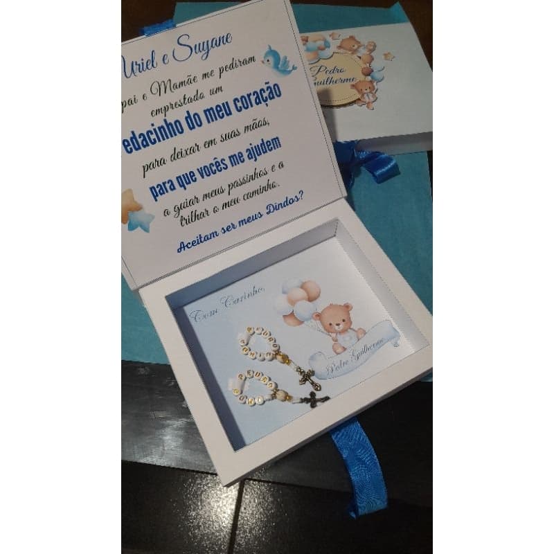 convite padrinhos batismo/casamento 2 terço personalizado