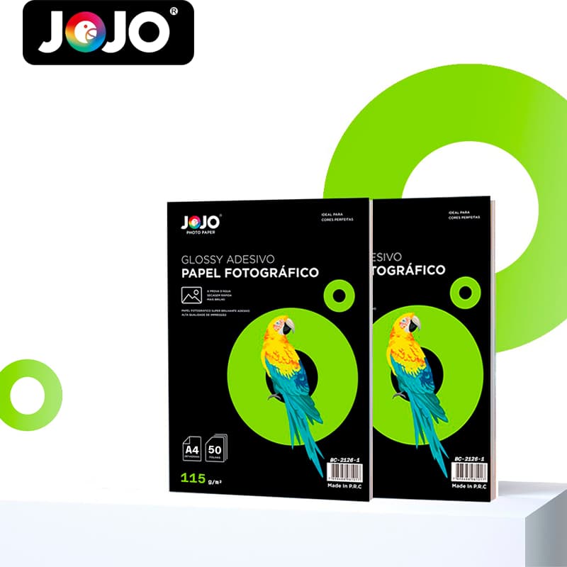 200 Folhas GLOSSY ADESIVO 115g A4 (210mm x 297mm)  Papel Fotográfico Resistente a Água JOJO