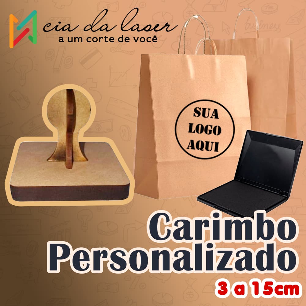 Carimbo Personalizado para Sacola Kraft Com a Sua Logo - 3cm a 15cm