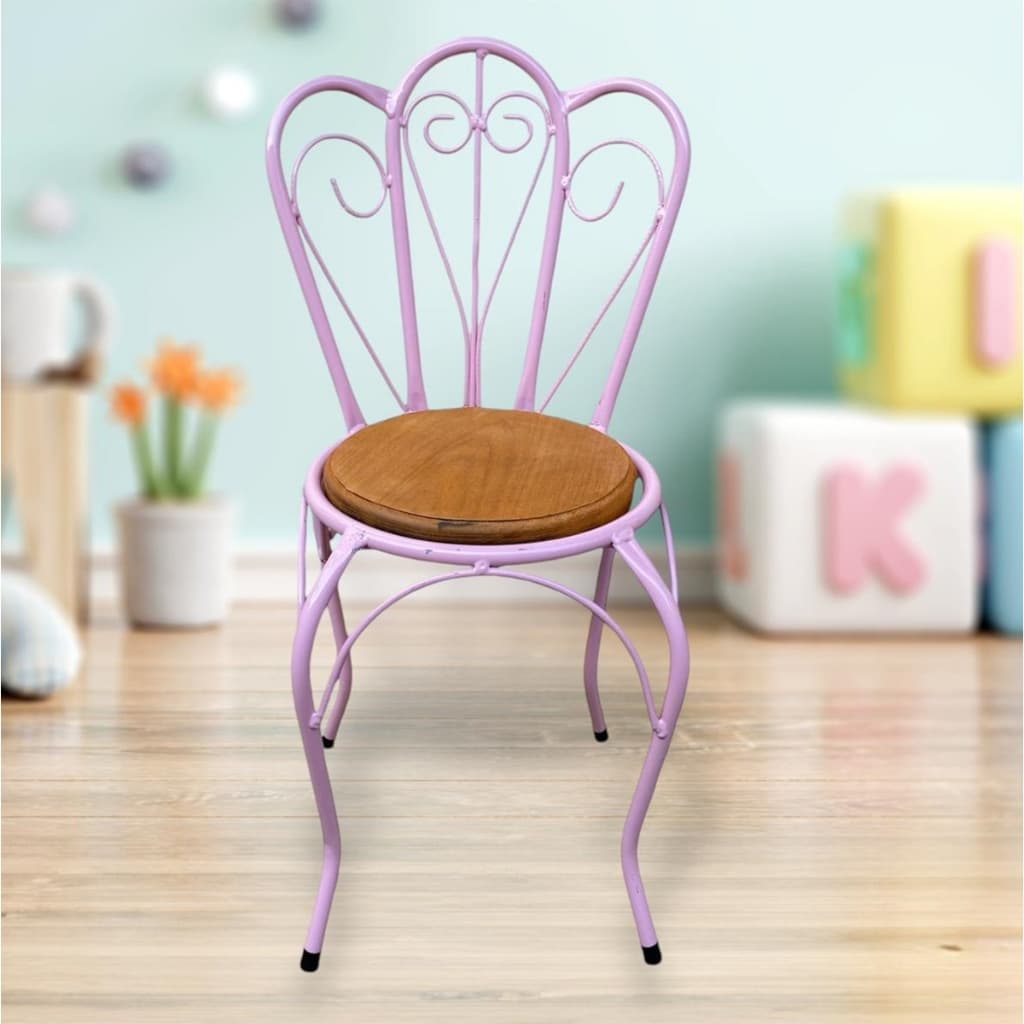 Cadeira Assento Infantil Em Madeira E Ferro Peças Coloridas Diferentes Cores