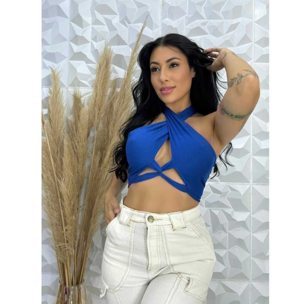 Top Cropped Feminino Trançado Amarrar Moda Mulher Estilo Conforto Blogueirinha Qualidade