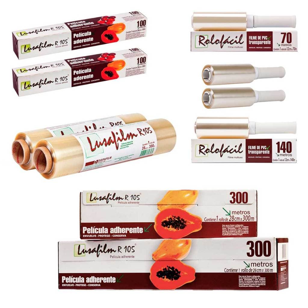 Rolo Bobina Plastica PVC Papel Filme Refil Serrilha Rolofácil Lusafilm Dispafilm 28x300 38x300