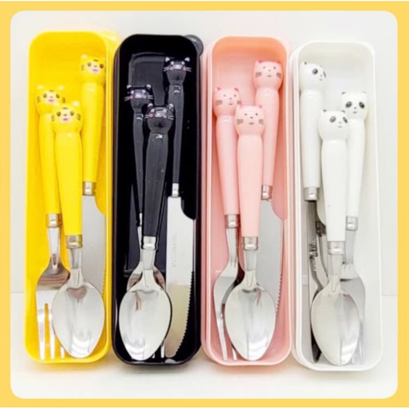 Kit Jogo De Talheres Inox 3 Peças Com Estojo Infantil 14978