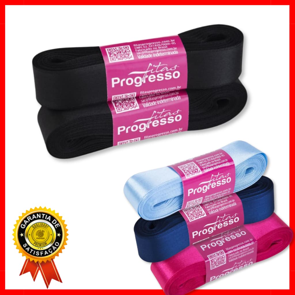 Fita de Cetim Progresso 10 metros 22mm Cores Variadas