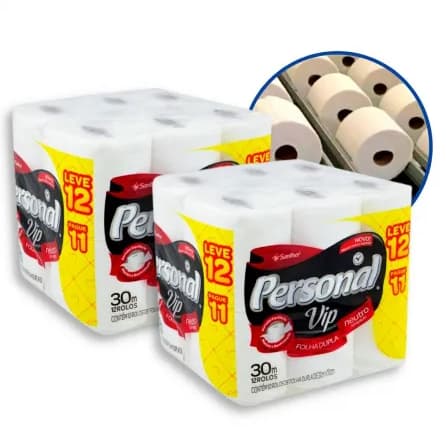 2x Papel Higiênico Personal Vip Folha Dupla Neutro 12 Rolos