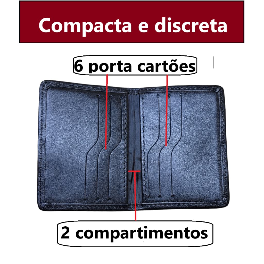 Carteira masclina Couro pequena- Porta Cartão-Porta CNH- Couro Premium