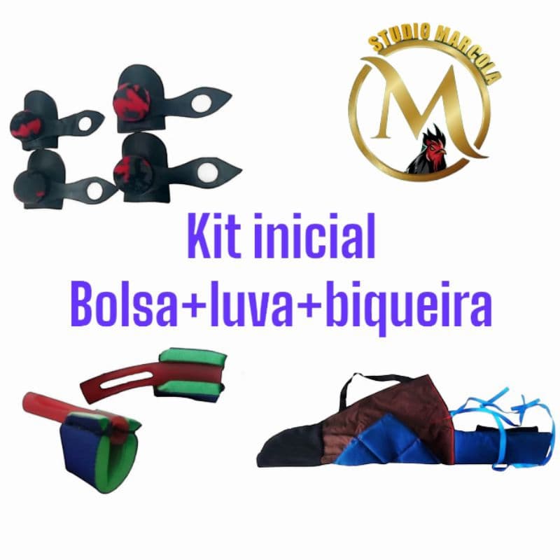 kit criador jogo de bucha/luvas+bolsa acolchoada+biqueira