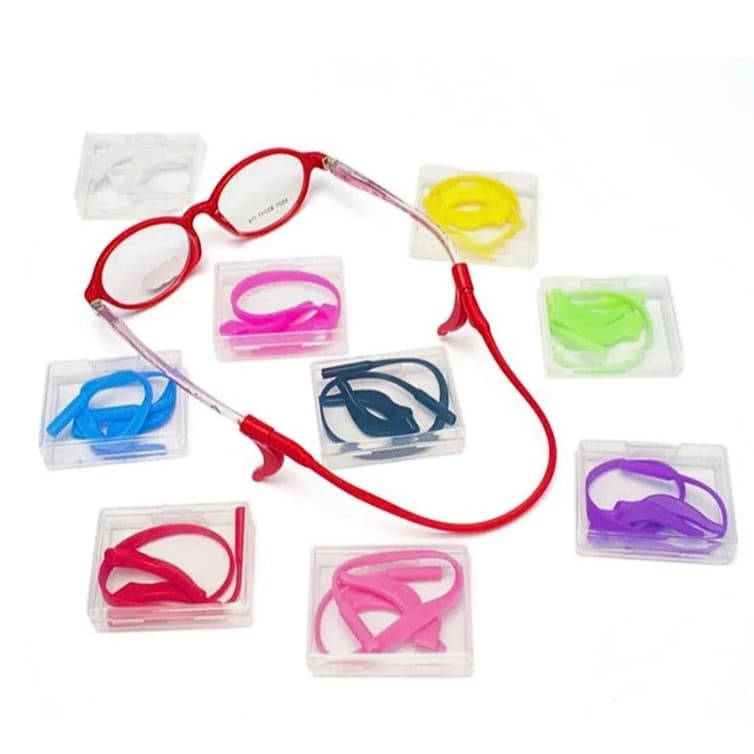 Cordão de silicone para óculos de criança + gancho para óculos infantil (Multicolor)