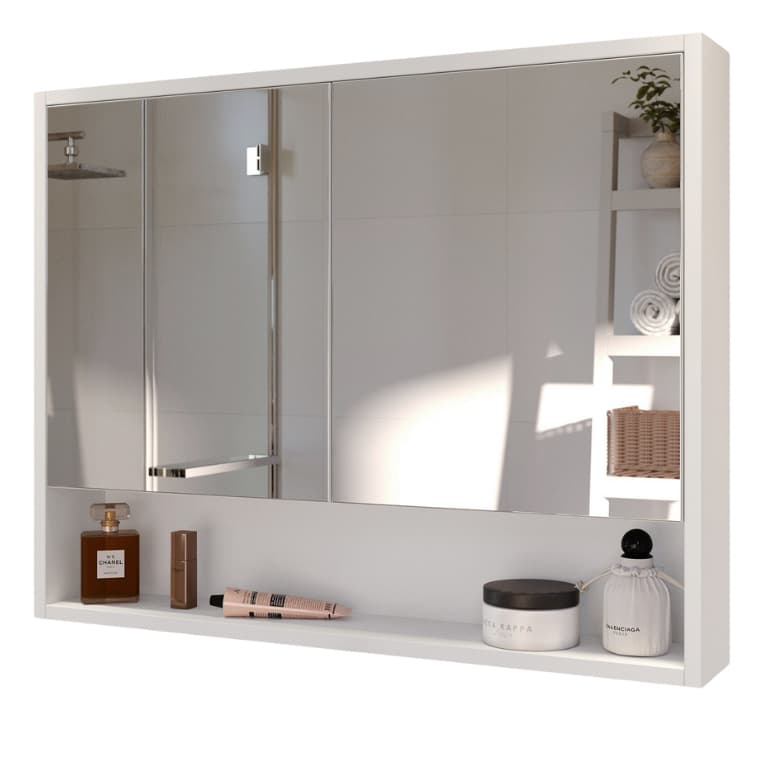 Armário De Banheiro Suspenso Com 2 Portas 68cm Largura Espelheira