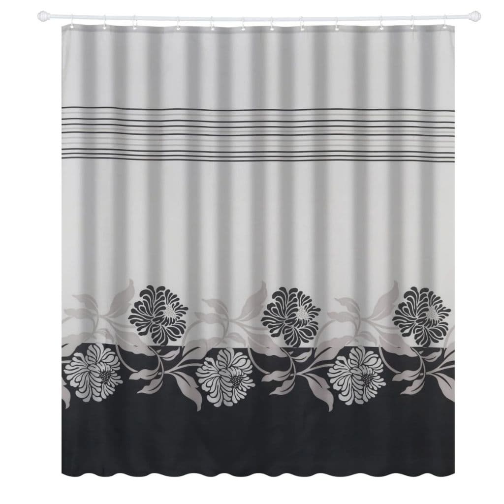 Cortina Para Box Poliéster Estampada Flor Azul Bella Casa 198(A)x180(L)