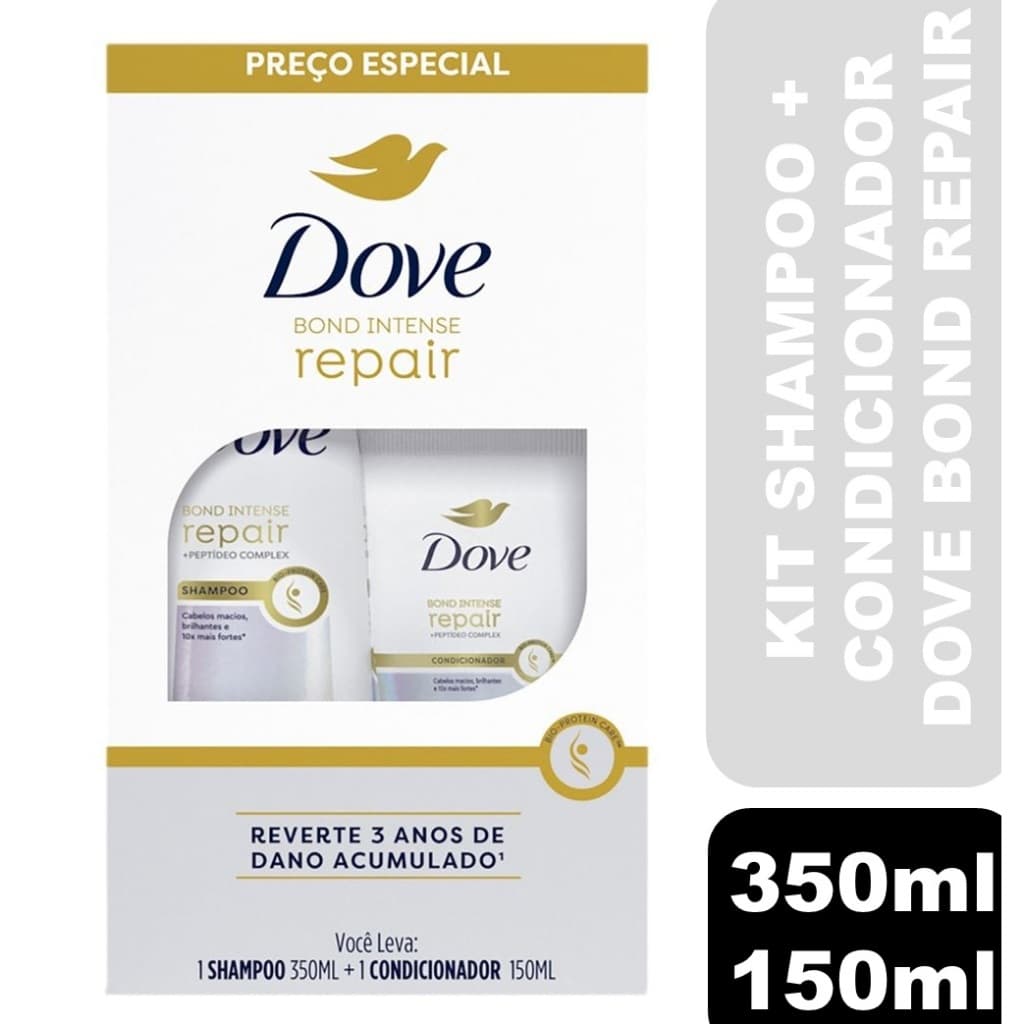 Kit Dove Bond Intense Repair Shampoo 350ml + Condicionador 150ml