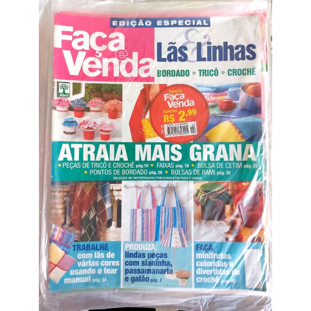 Revista Faça e Venda - Lãs e linhas. Bordado. Trico. Crochê