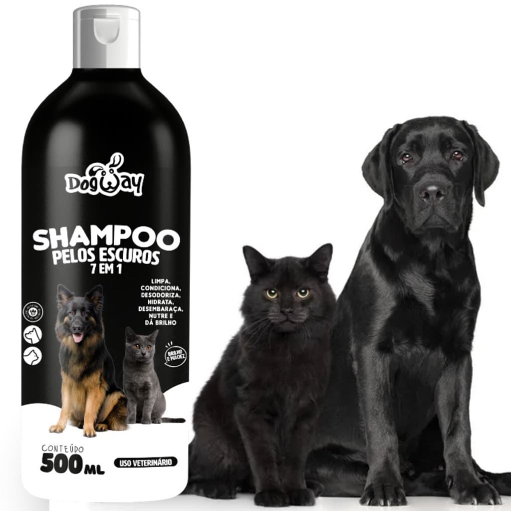 Shampoo Pelagem Escura e Pretas 7 em 1 Brilho Hidratação para Cachorro e Gato 500ml - Envio Imediato
