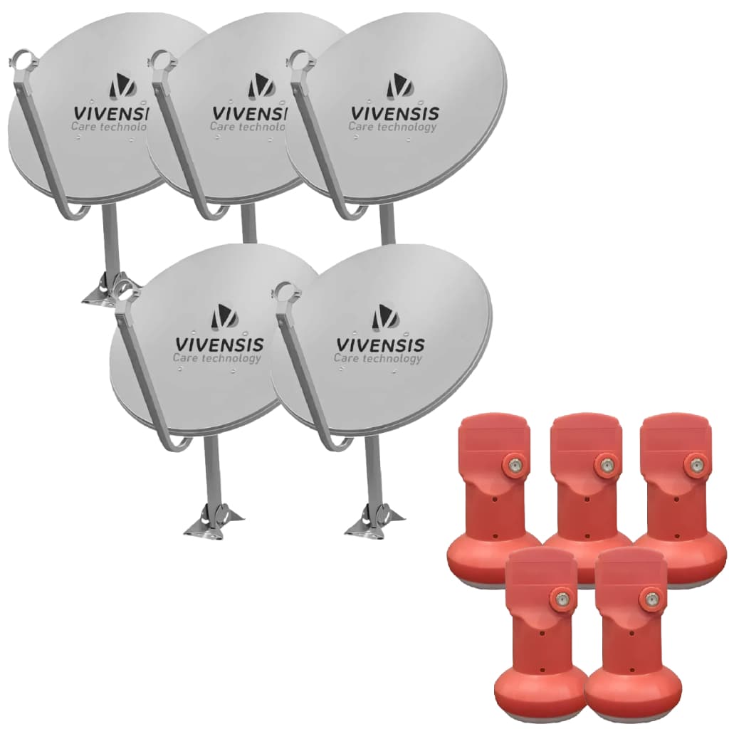Kit 5 Antena Digital Chapa Parabolica 60cm Ku + 5 Lnbf