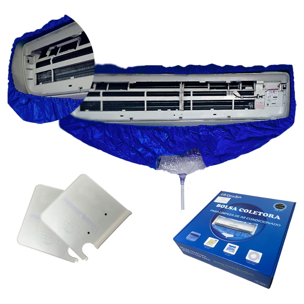 Bolsa Coletora Para Limpeza De Ar Condicionado Split Coletor Com Aba Lona Resistente Mangueira 2,80m