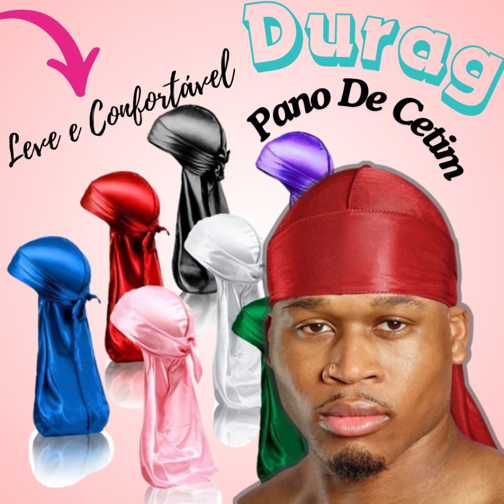 Bandana Durag Silky Cetim Waves Preta