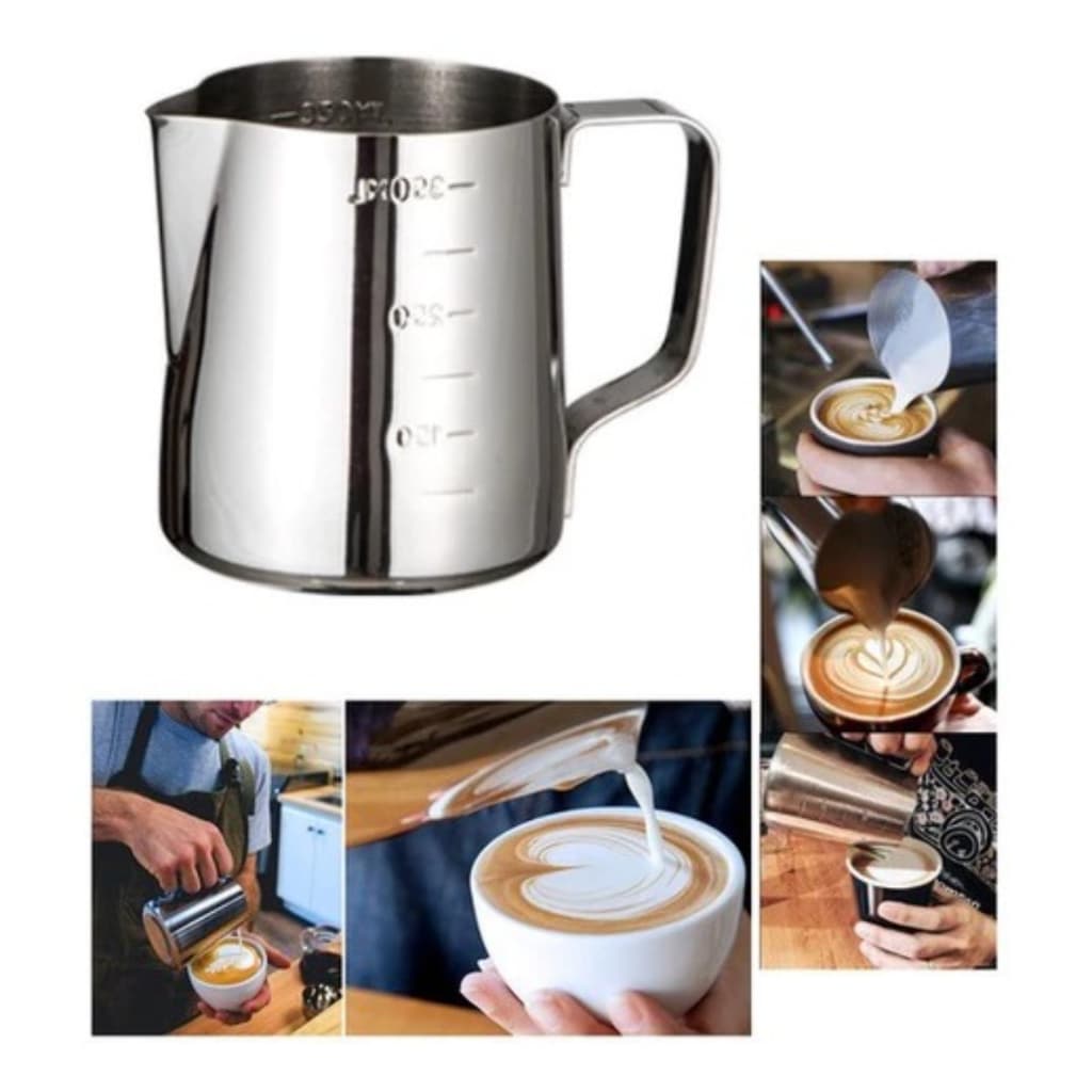 Jarra Leiteira Latte Art Aço Inox 350ml/600ml Café Cafeteria Cremeira Pitcher Leiteira Para Café Barista