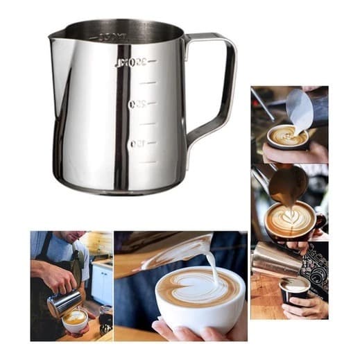 Kit Leiteira Inox 350 600ml Cremeira Pitcher Barista Jarra