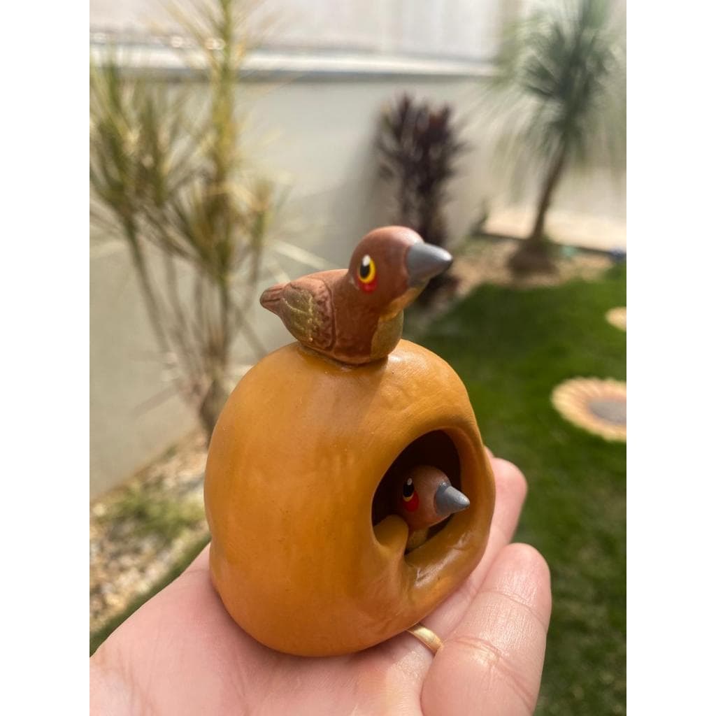 Miniatura Pássarinho João de Barro Casal  Decoração de Jardim Terrário Porcelana