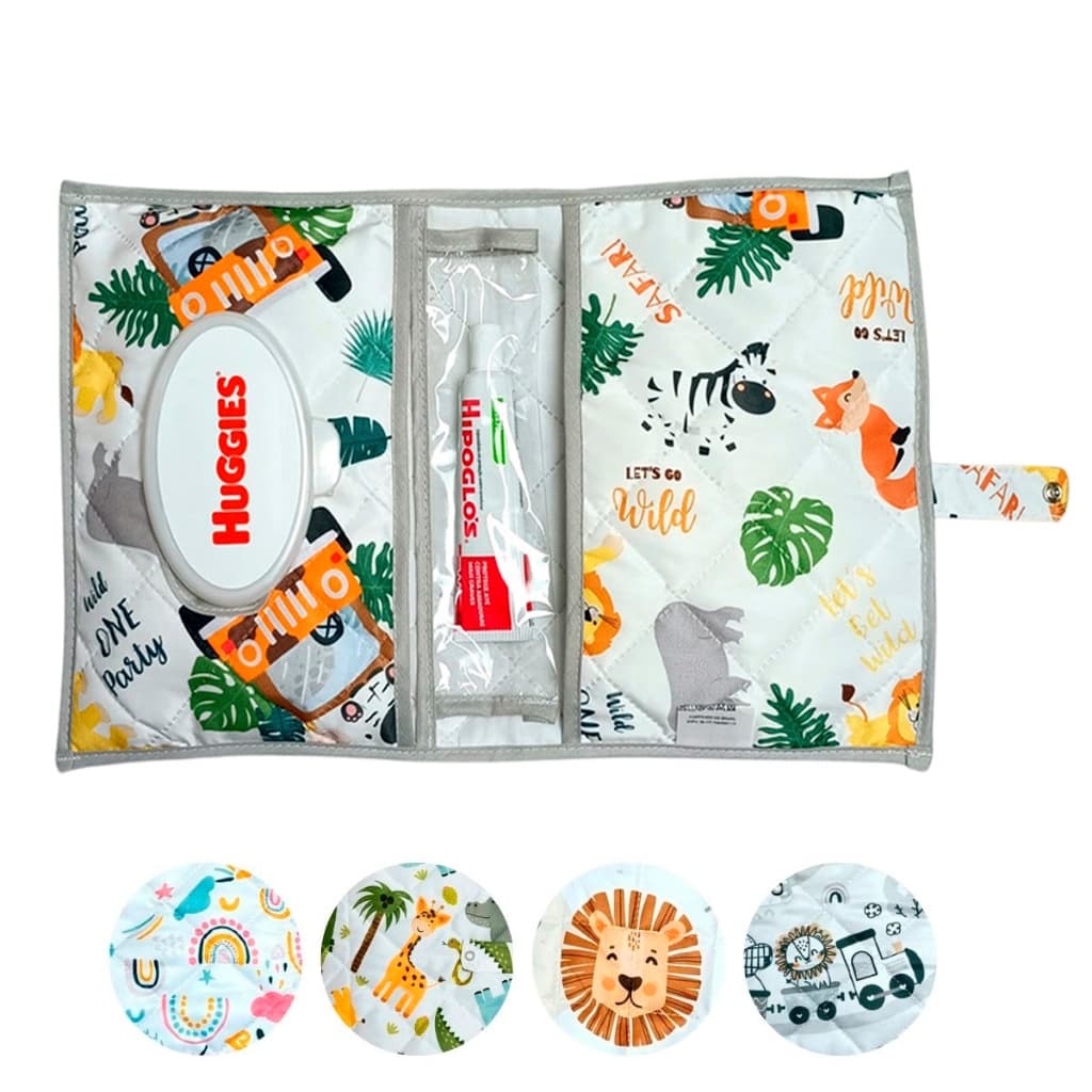 Porta Fralda Lenço Umedecido Pomada Portátil Para Bebê Menina Menino