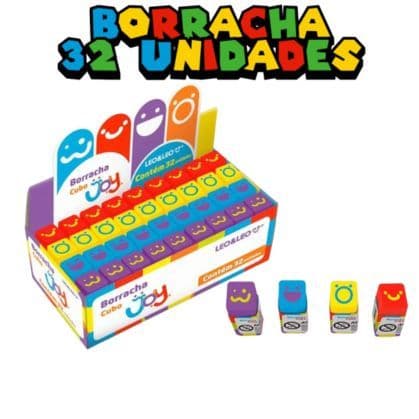 Borrachas Cubo Decorada Joy Caixa C/32 Und Leo&Leo