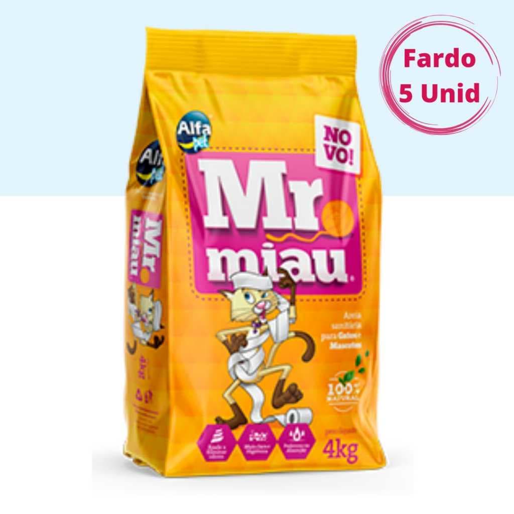 Kit 5un. Areia Sanitária Higiênica Para Gatos Anti Odor Mr. Miau 20kg Total