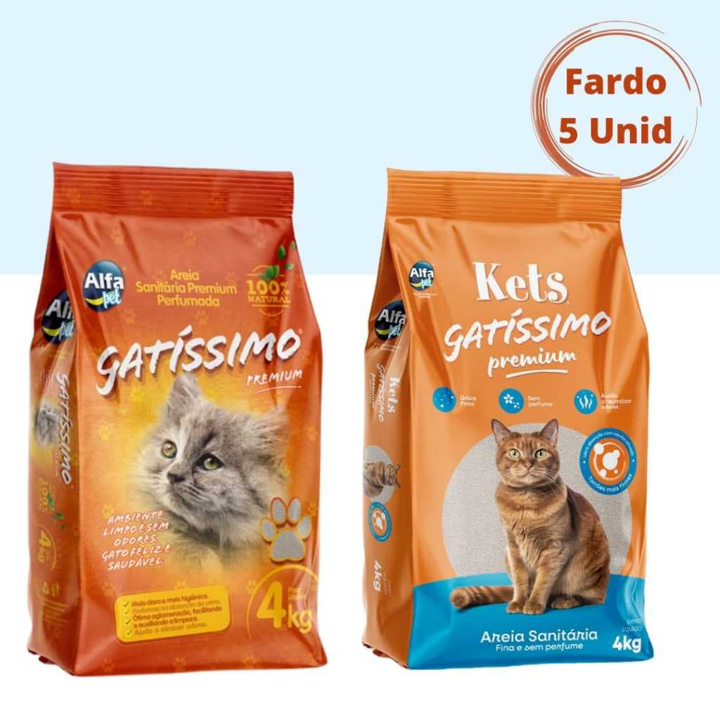 Kit 5un. Areia Sanitária Higiênica Para Gatos Anti Odor Gatíssimo 20kg Total