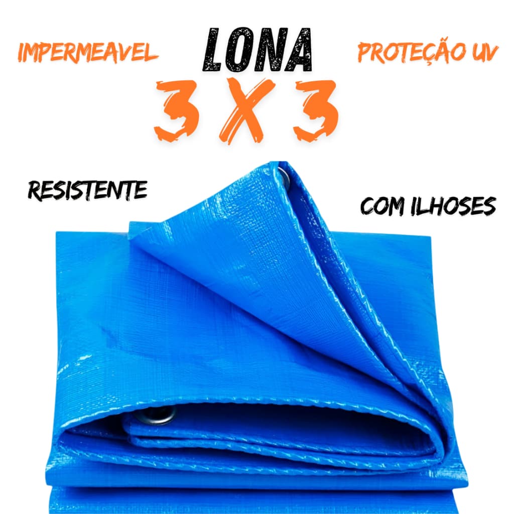 Lona Plástica de Proteção Cobertura Impermeável Azul 3x3 | 2x2 | 4x3 | 3x2 mts Vonder