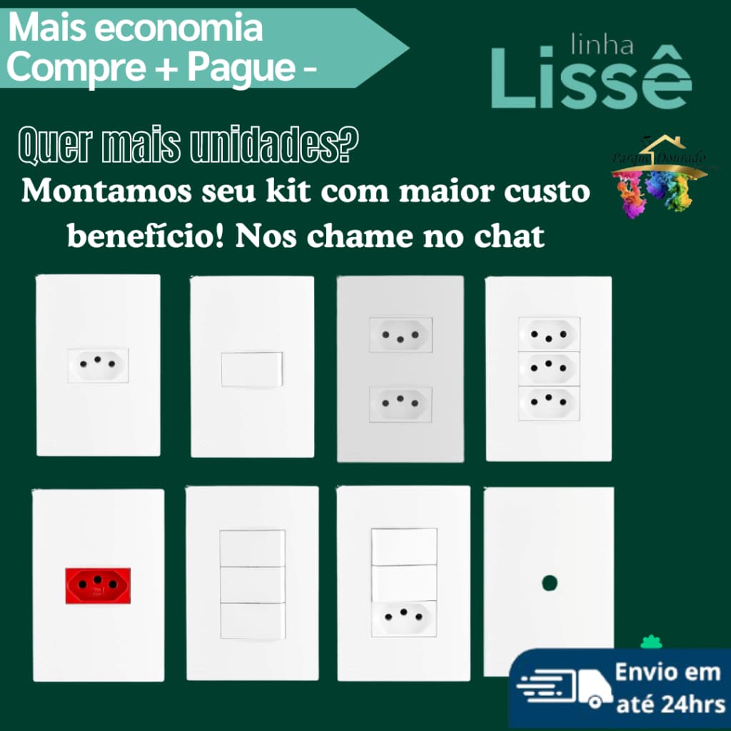 Interruptor, Apagador, Tomada 10A, Tomada 20A