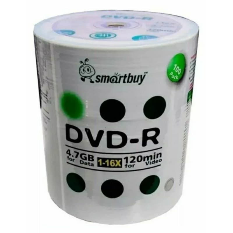 100 DVD-R SMARTBUY LOGO 4.7 GB 120 MINUTOS 16X LOGOTIPO