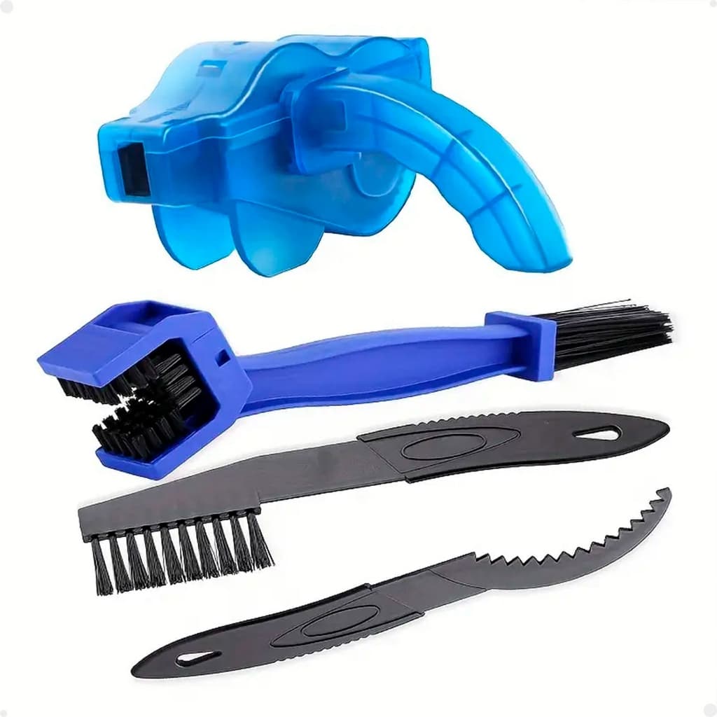 Kit Máquina e Escovas para Limpeza Corrente Bicicleta Bike Lorben 4 Peças